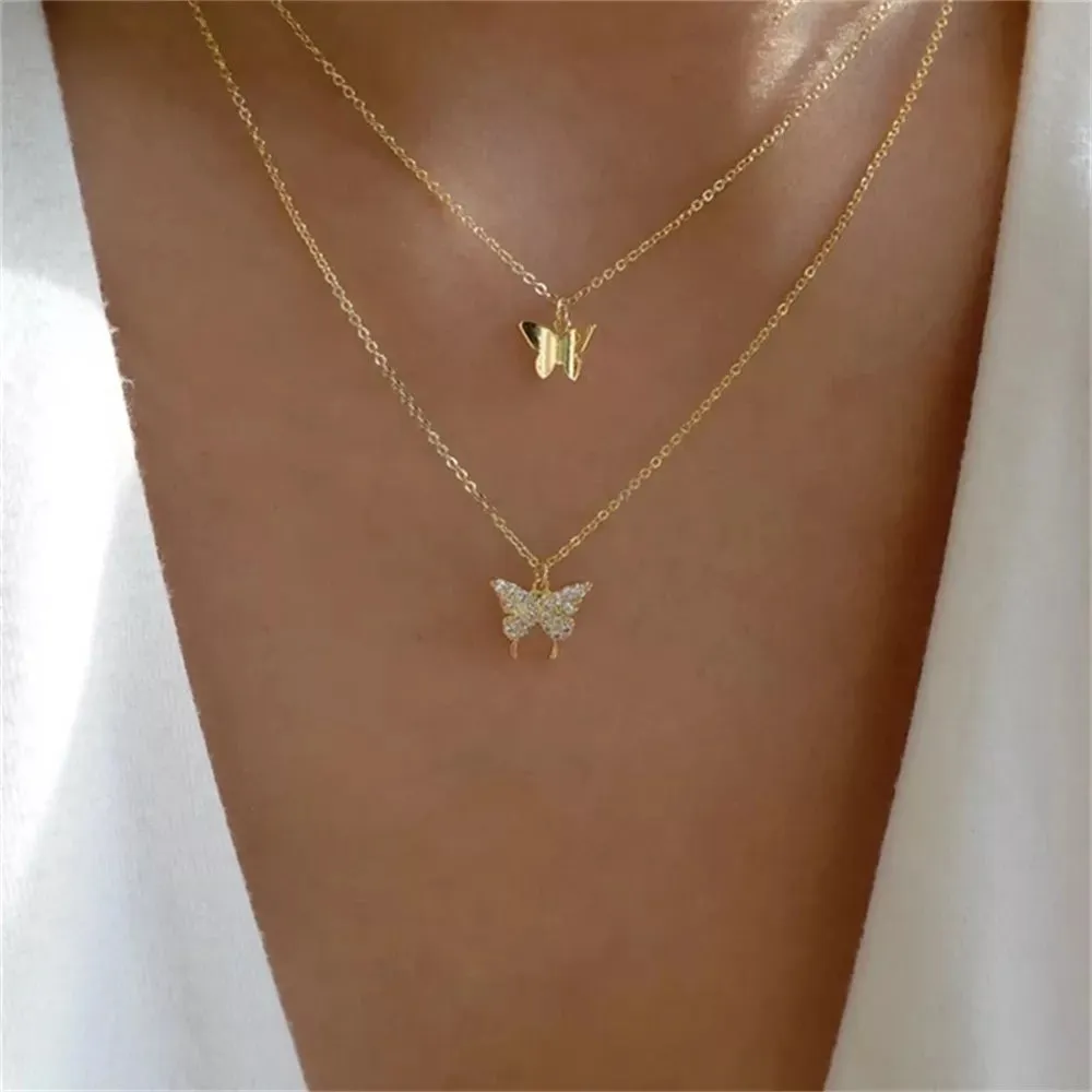 Fashion Gold Color Heart-Shaped Necklace For Women Trendy Multi-Layer Pendant Necklaces Set Jewelry Gifts