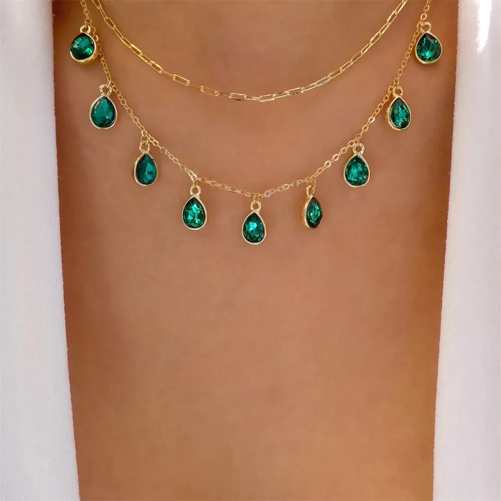 Fashion Gold Color Heart-Shaped Necklace For Women Trendy Multi-Layer Pendant Necklaces Set Jewelry Gifts