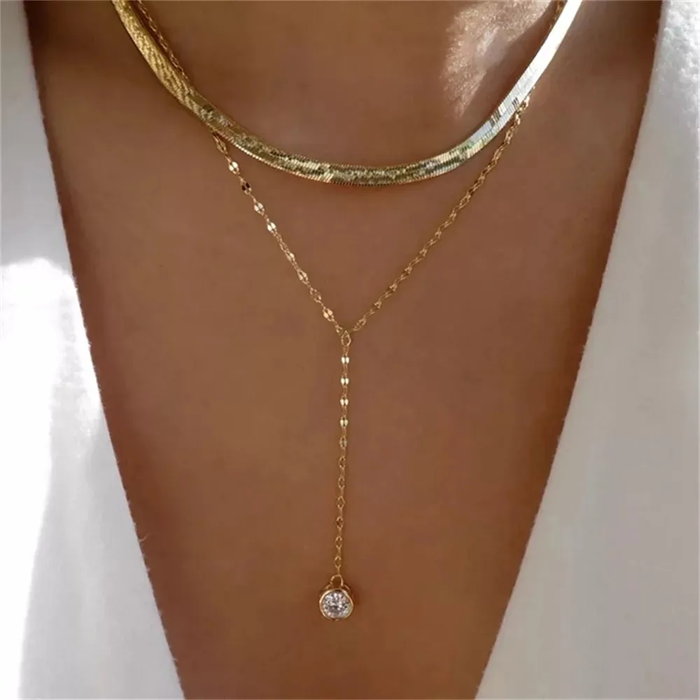Fashion Gold Color Heart-Shaped Necklace For Women Trendy Multi-Layer Pendant Necklaces Set Jewelry Gifts