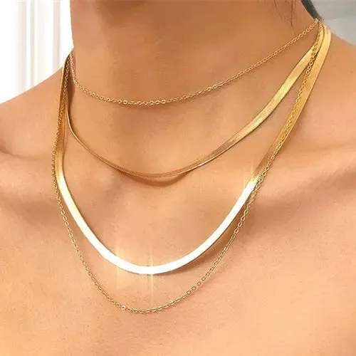 Fashion Gold Color Heart-Shaped Necklace For Women Trendy Multi-Layer Pendant Necklaces Set Jewelry Gifts
