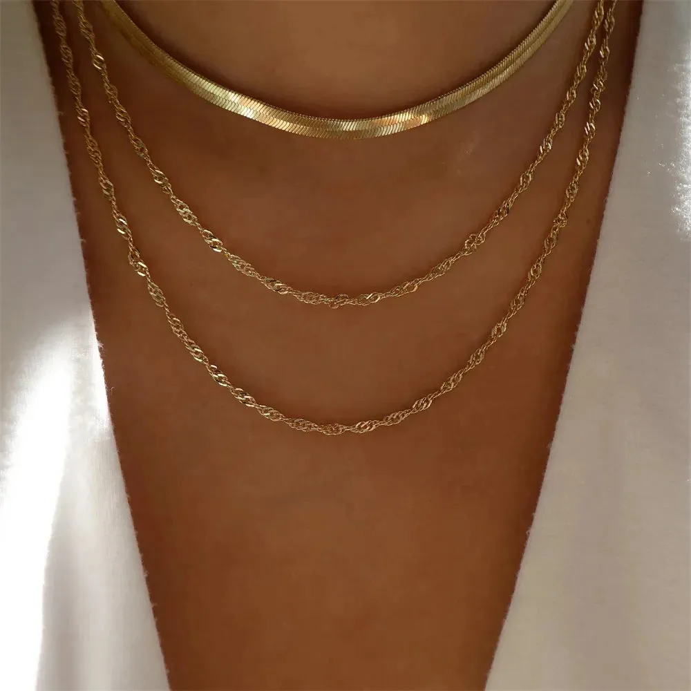 Fashion Gold Color Heart-Shaped Necklace For Women Trendy Multi-Layer Pendant Necklaces Set Jewelry Gifts