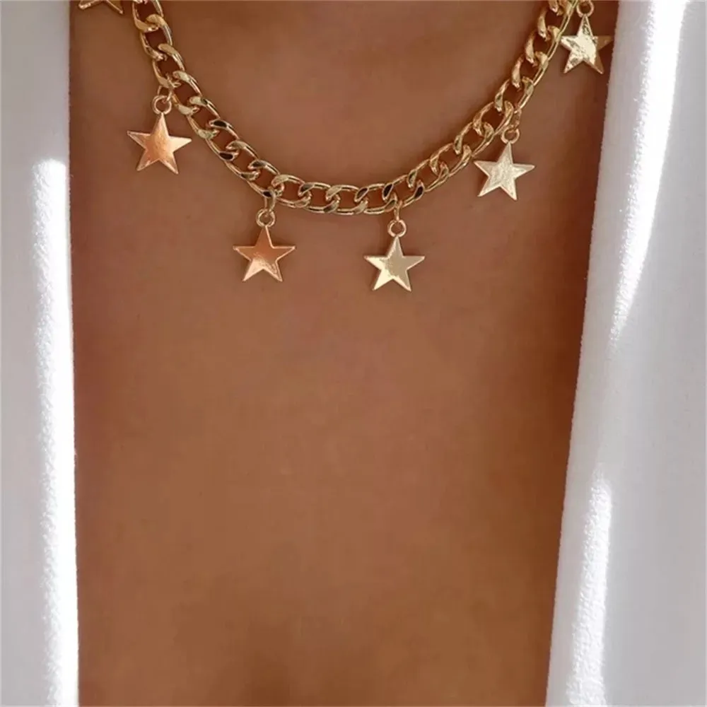Fashion Gold Color Heart-Shaped Necklace For Women Trendy Multi-Layer Pendant Necklaces Set Jewelry Gifts
