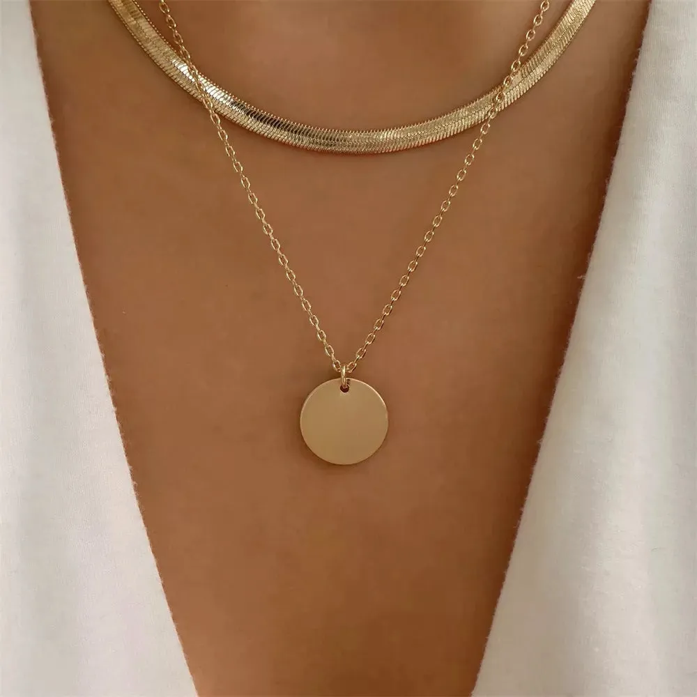 Fashion Gold Color Heart-Shaped Necklace For Women Trendy Multi-Layer Pendant Necklaces Set Jewelry Gifts