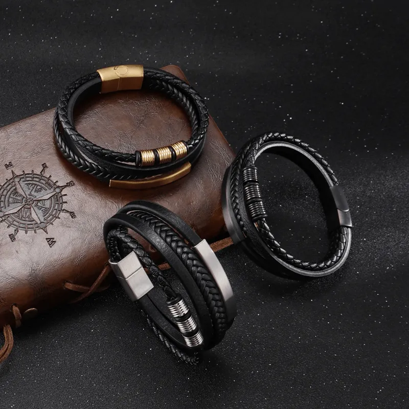 Faux Leather Braided Rope Bracelet for Men Women