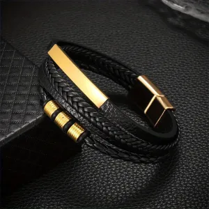 Faux Leather Braided Rope Bracelet for Men Women