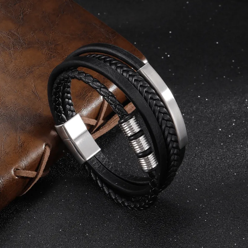 Faux Leather Braided Rope Bracelet for Men Women