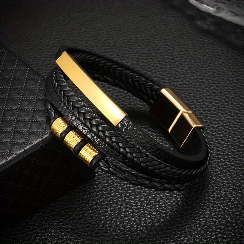 Faux Leather Braided Rope Bracelet for Men Women