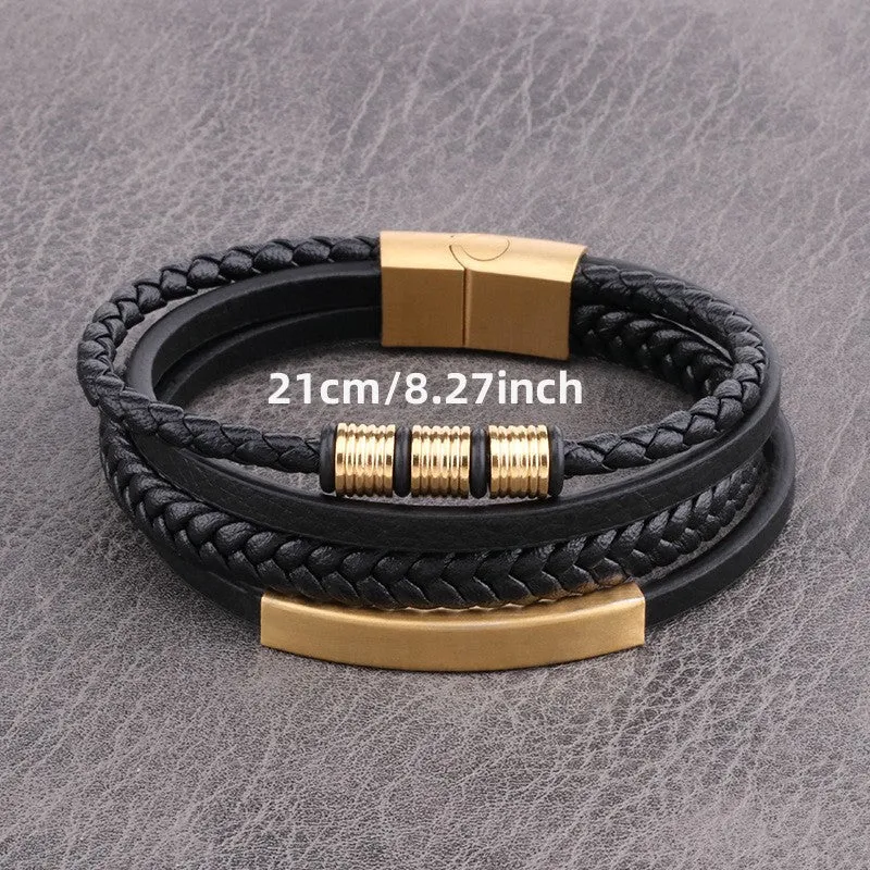 Faux Leather Braided Rope Bracelet for Men Women