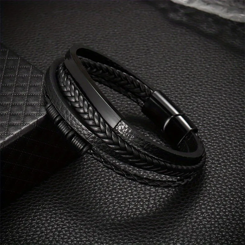 Faux Leather Braided Rope Bracelet for Men Women