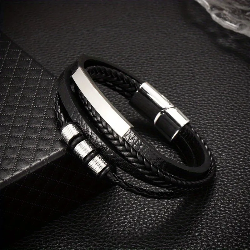 Faux Leather Braided Rope Bracelet for Men Women