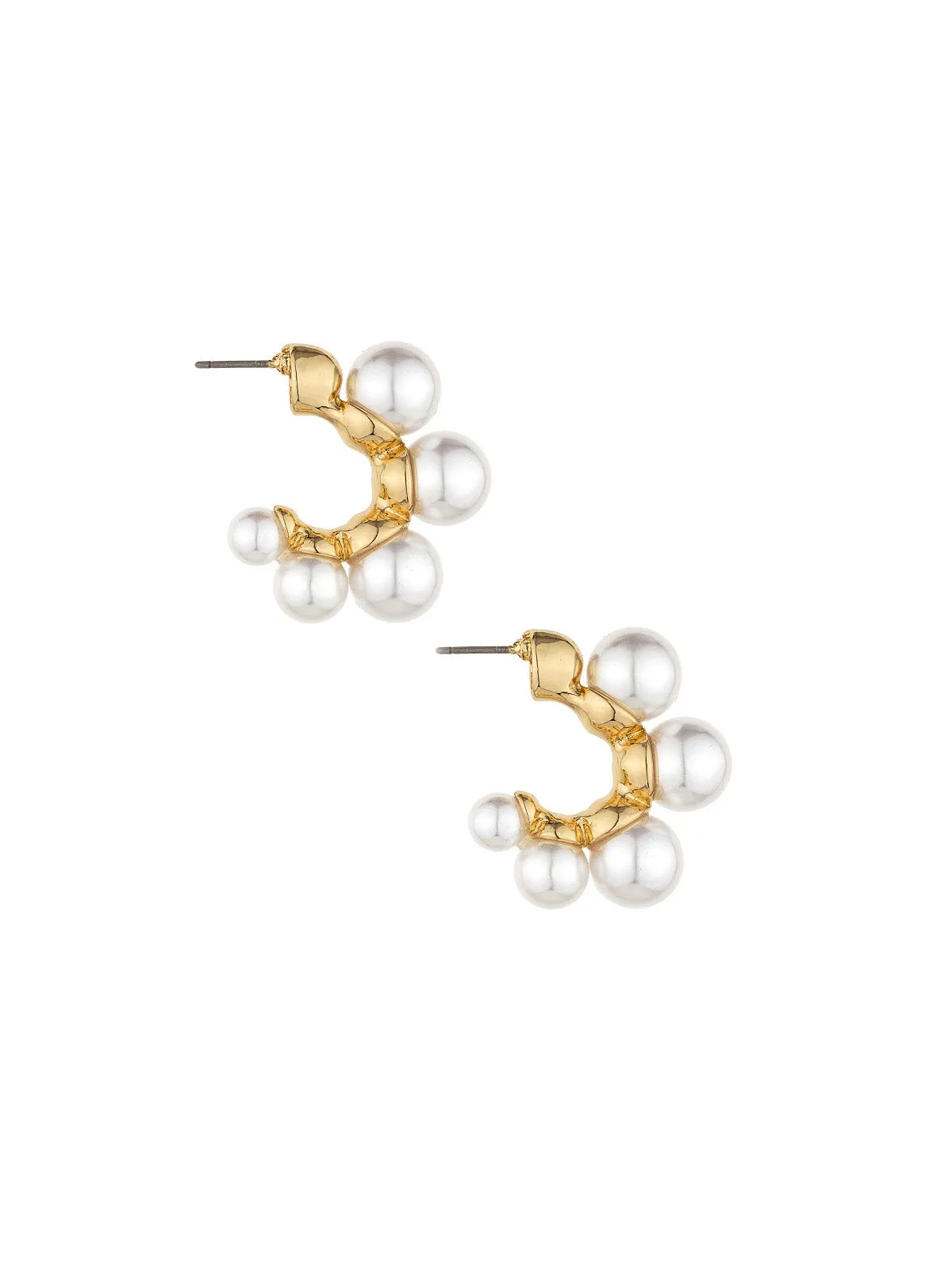 Five Point Pearl 18k Gold Plated Hoop Earring ::RET