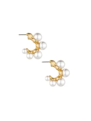 Five Point Pearl 18k Gold Plated Hoop Earring ::RET