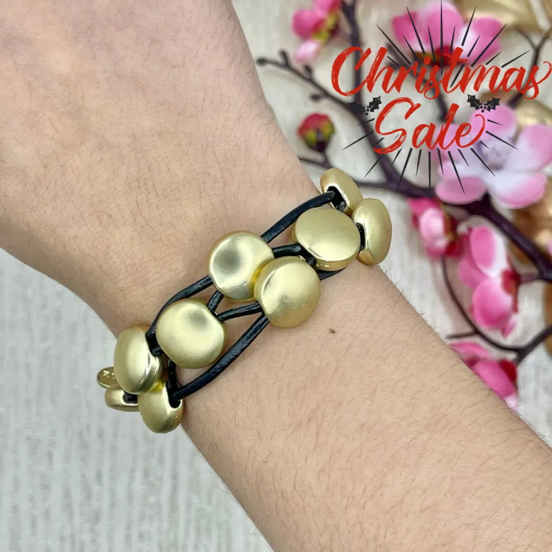 Flat Balls With Cord Gold Bracelet