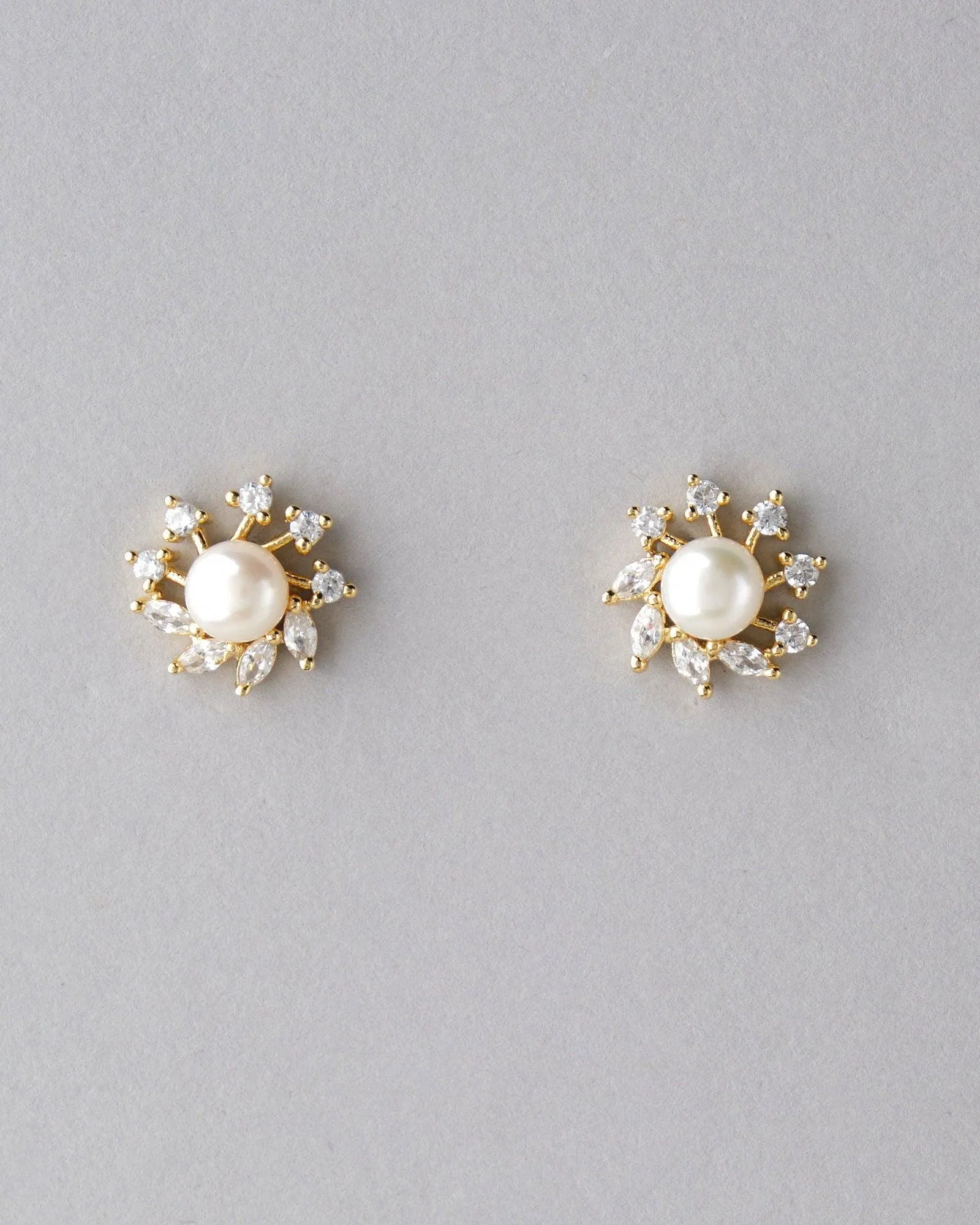 Floral Pearl & Stone Stud Earring