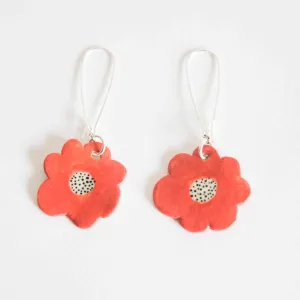 FLOWER EARRINGS - RED