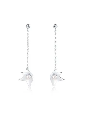 Flower Pattern Pearl Earrings