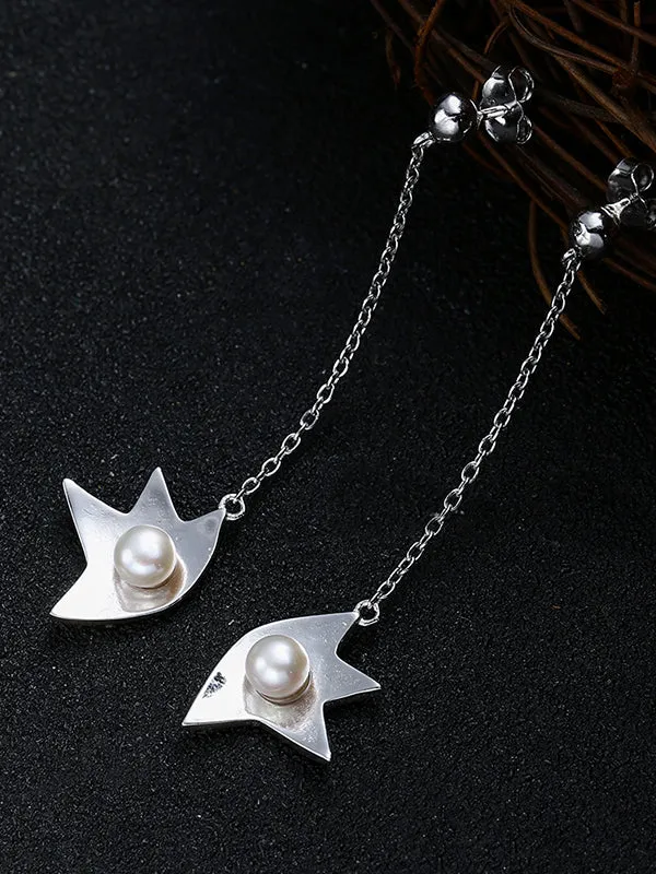 Flower Pattern Pearl Earrings