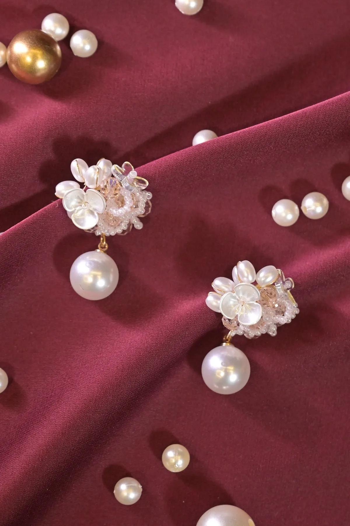 Flower Pearl Drops Earrings