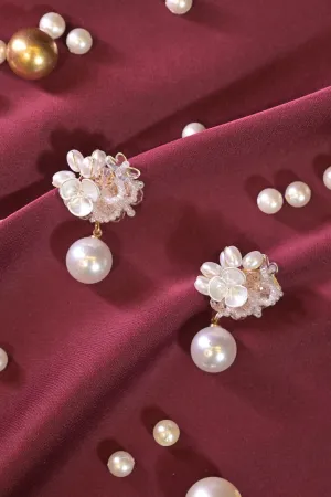 Flower Pearl Drops Earrings