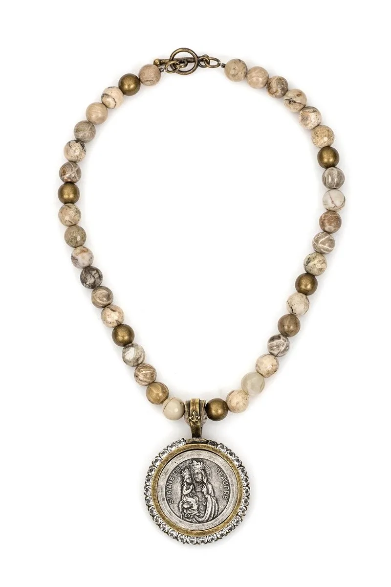 French Kande Saint Anne Medallion Necklace