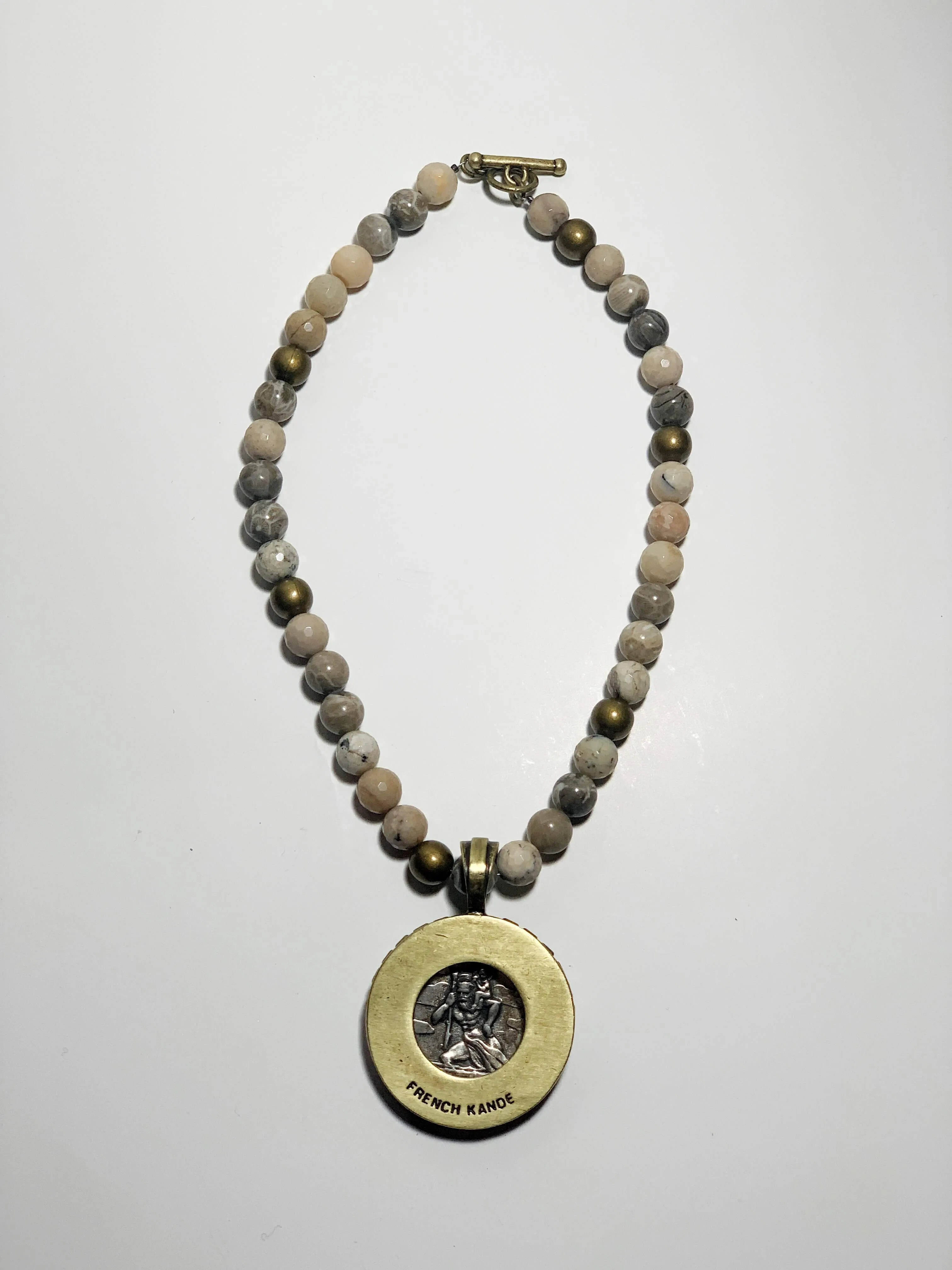 French Kande Saint Anne Medallion Necklace