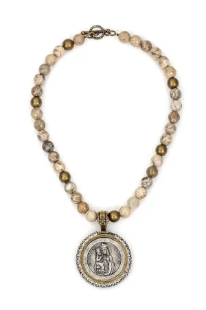 French Kande Saint Anne Medallion Necklace