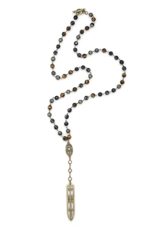 French Kande Sword and Crown Pendant Necklace