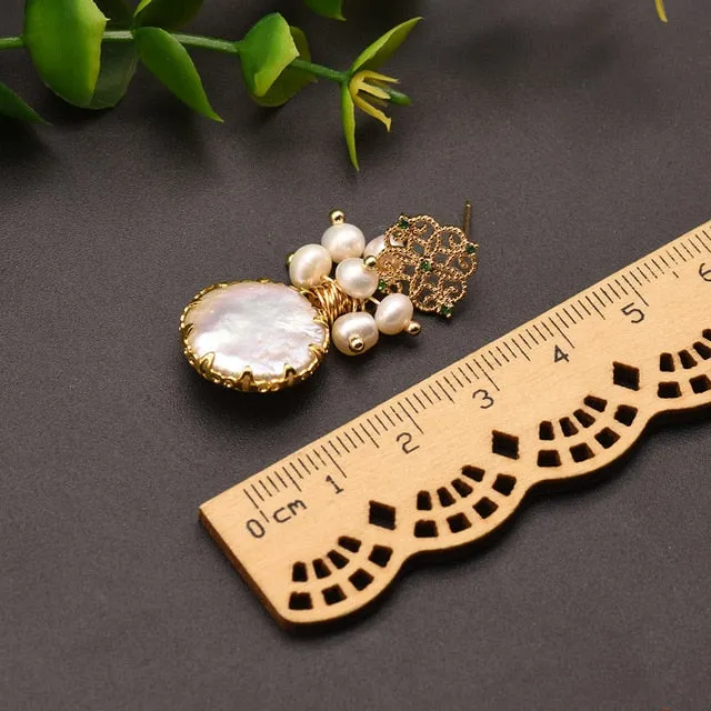 Fresh Water Baroque Pearl Dangle Earrings Women's Wedding Jewelry