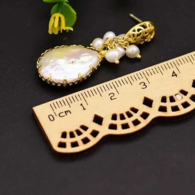 Fresh Water Baroque Pearl Dangle Earrings Women's Wedding Jewelry