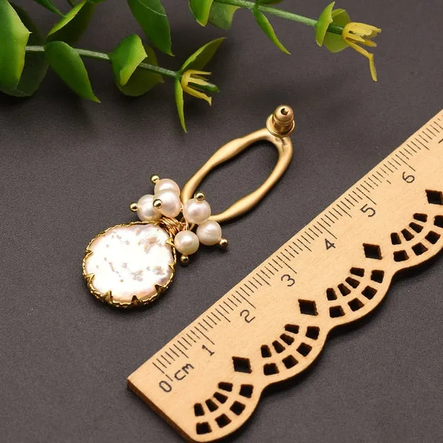 Fresh Water Baroque Pearl Dangle Earrings Women's Wedding Jewelry