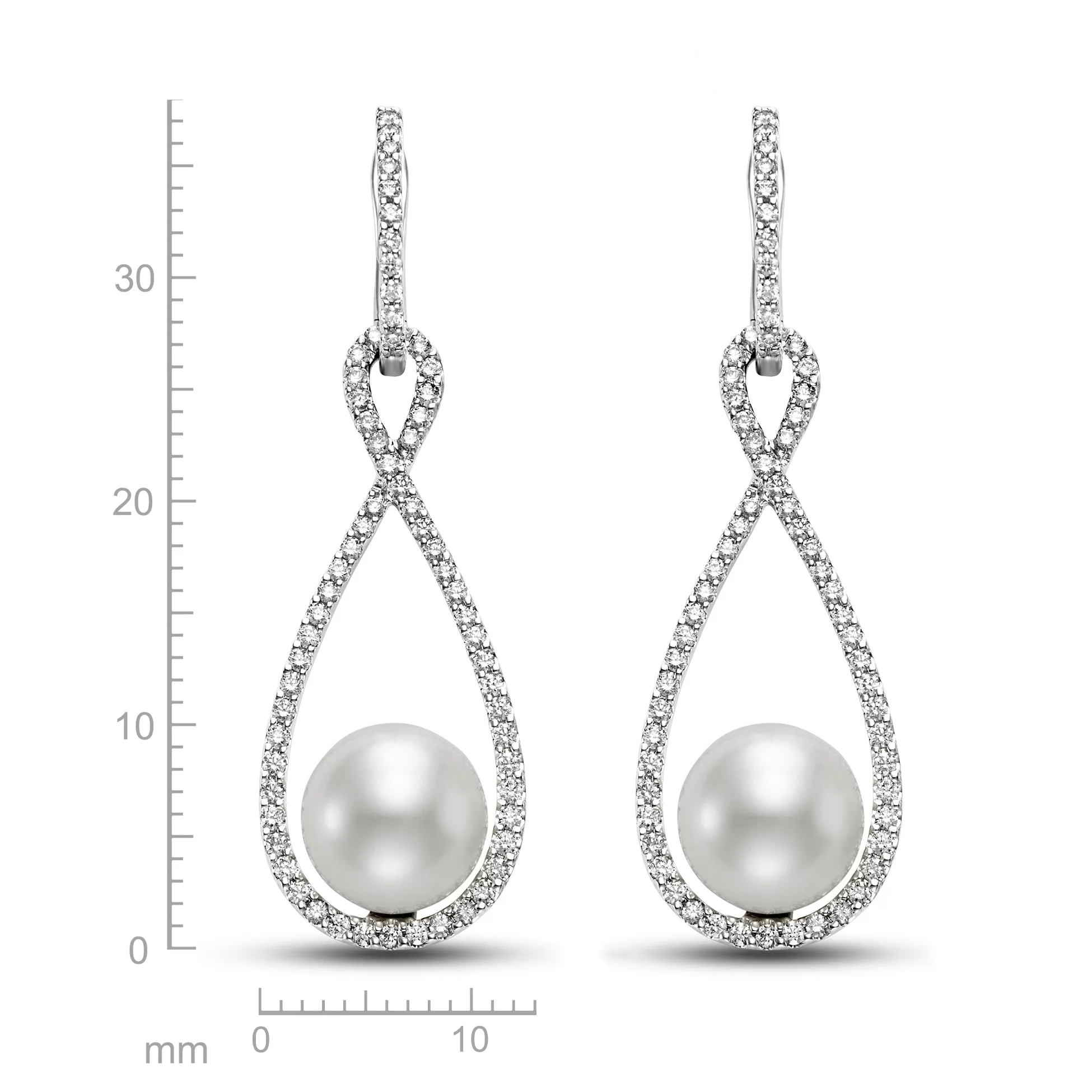FRESHWATER PEARL AND DIAMOND DANGLE EARRINGS