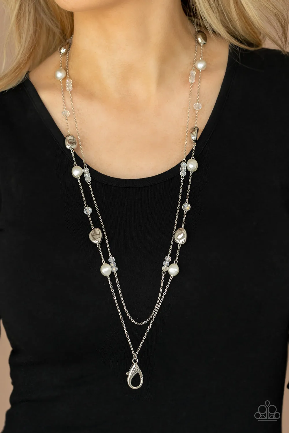 Gala Goals - White Lanyard Necklace
