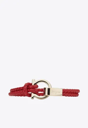 Gancini Braided Leather Bracelet