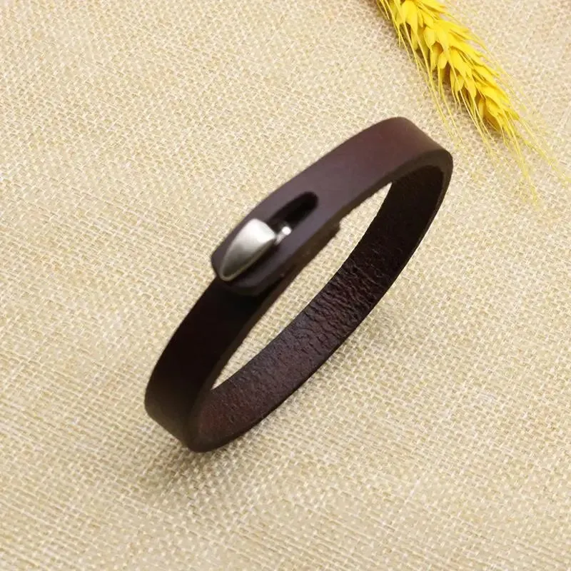 Genuine Leather Wrap Cord Cuff Bracelet For Hand Wrist Wristband Men Woman Punk Bangle Couple Jewelry Gift
