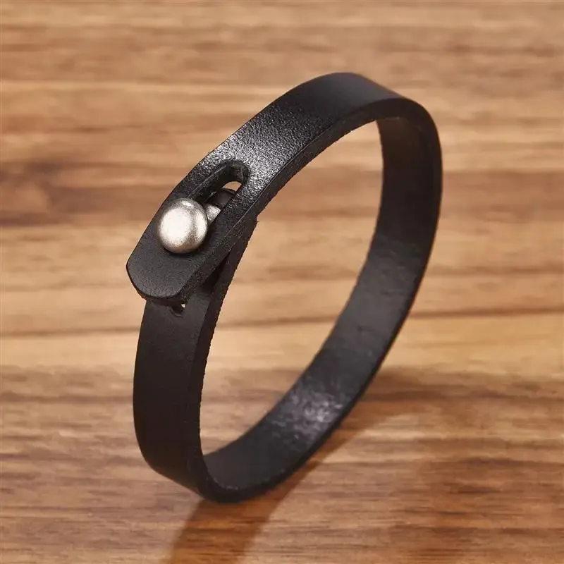 Genuine Leather Wrap Cord Cuff Bracelet For Hand Wrist Wristband Men Woman Punk Bangle Couple Jewelry Gift