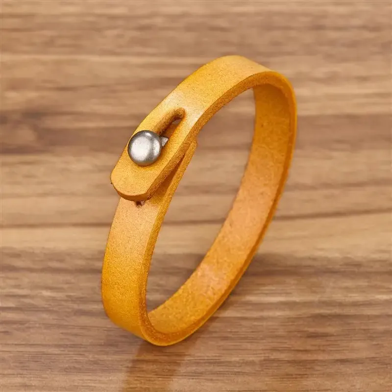 Genuine Leather Wrap Cord Cuff Bracelet For Hand Wrist Wristband Men Woman Punk Bangle Couple Jewelry Gift