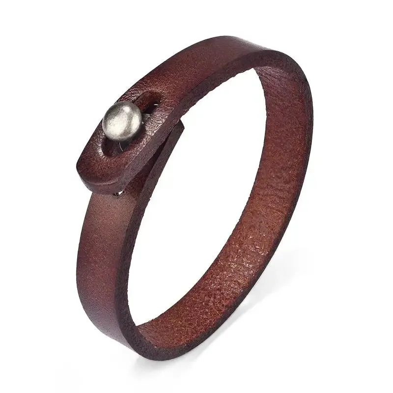 Genuine Leather Wrap Cord Cuff Bracelet For Hand Wrist Wristband Men Woman Punk Bangle Couple Jewelry Gift