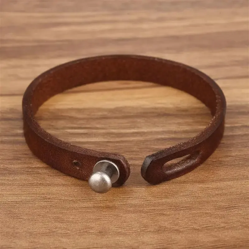 Genuine Leather Wrap Cord Cuff Bracelet For Hand Wrist Wristband Men Woman Punk Bangle Couple Jewelry Gift