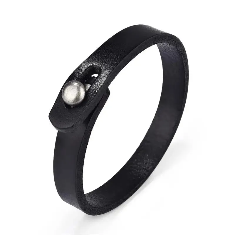 Genuine Leather Wrap Cord Cuff Bracelet For Hand Wrist Wristband Men Woman Punk Bangle Couple Jewelry Gift
