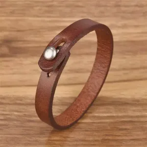 Genuine Leather Wrap Cord Cuff Bracelet For Hand Wrist Wristband Men Woman Punk Bangle Couple Jewelry Gift