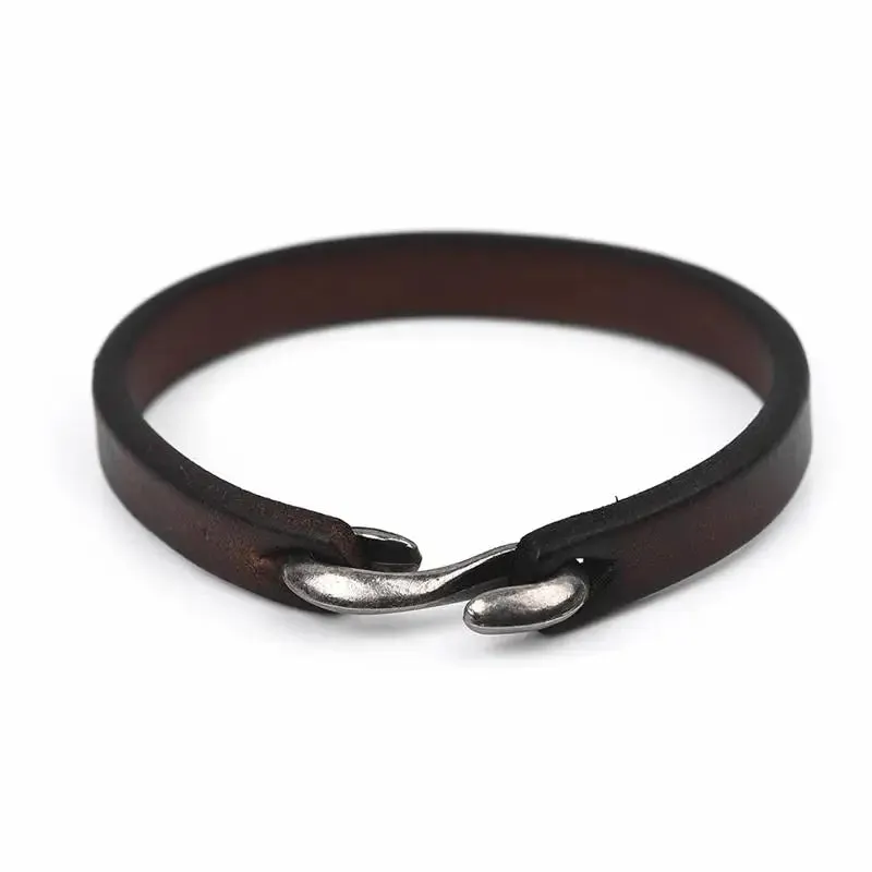 Genuine Leather Wrap Cord Cuff Bracelet For Hand Wrist Wristband Men Woman Punk Bangle Couple Jewelry Gift
