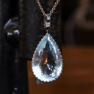 Georgian 67.5 carat Pear Cut Aquamarine Pendant