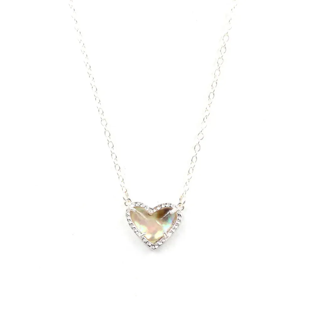 Gift Glitter Abalone Stone Small Heart Shaped 3D Resin Shell Mini Love Necklaces for Women Pendants