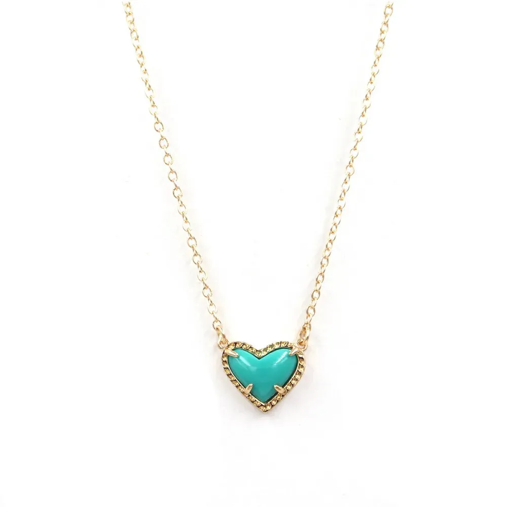 Gift Glitter Abalone Stone Small Heart Shaped 3D Resin Shell Mini Love Necklaces for Women Pendants