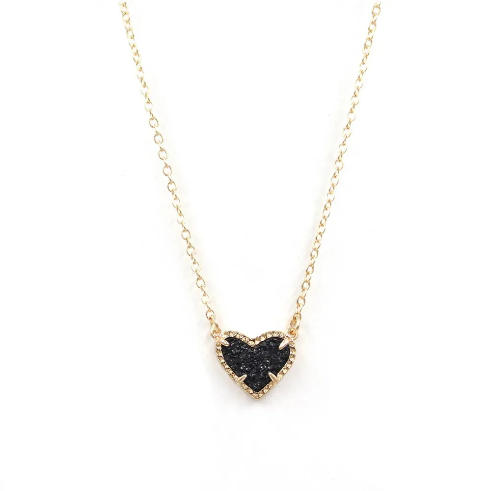 Gift Glitter Abalone Stone Small Heart Shaped 3D Resin Shell Mini Love Necklaces for Women Pendants