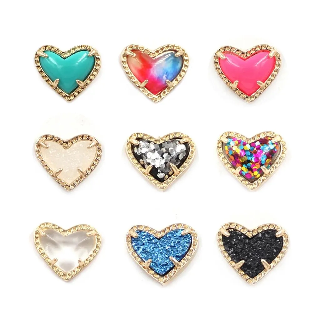 Gift Glitter Abalone Stone Small Heart Shaped 3D Resin Shell Mini Love Necklaces for Women Pendants