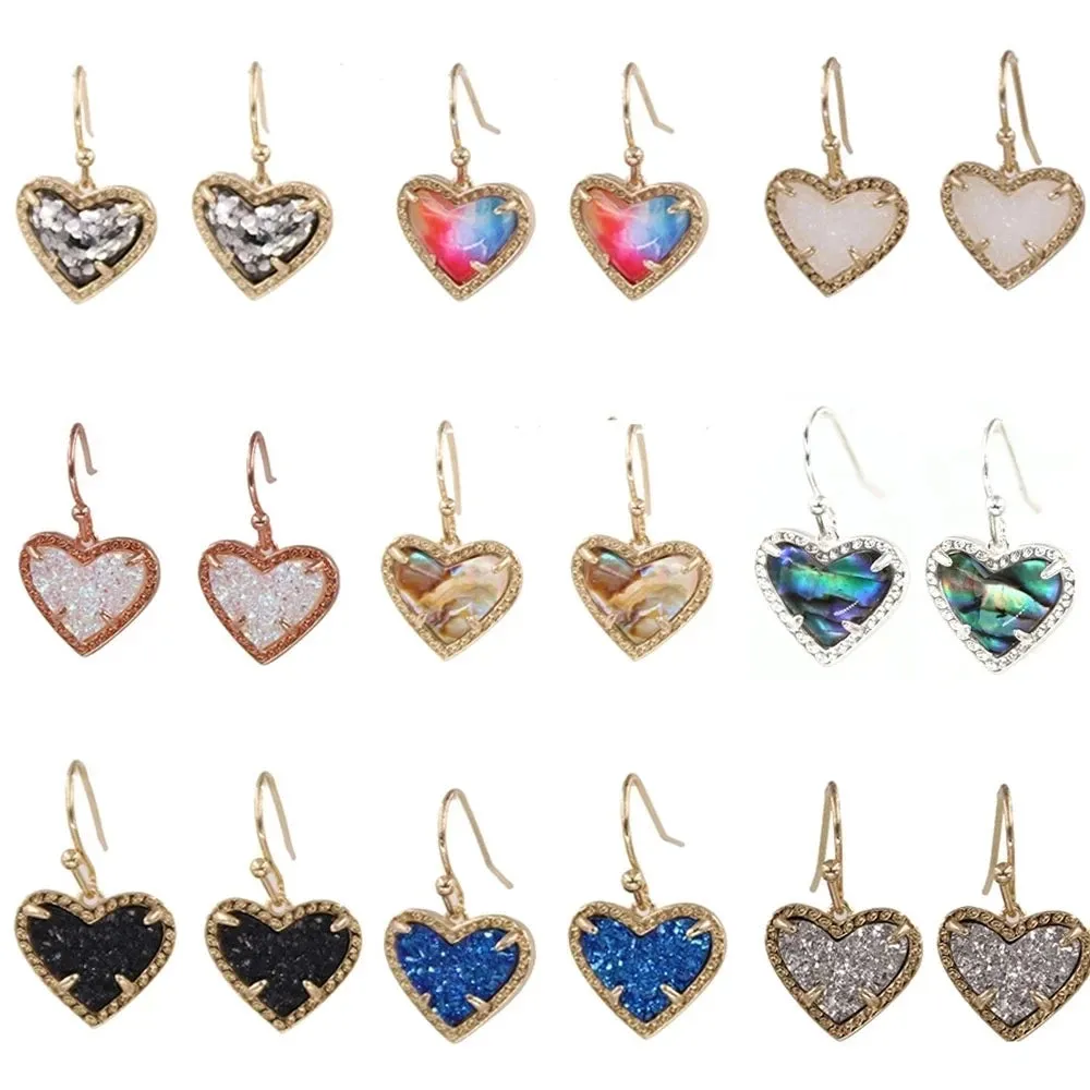 Gift Glitter Abalone Stone Small Heart Shaped 3D Resin Shell Mini Love Necklaces for Women Pendants