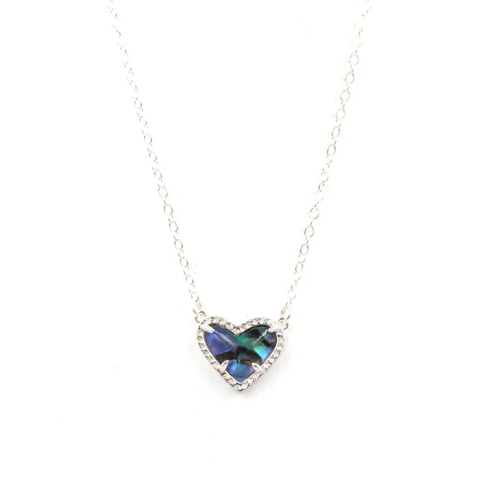 Gift Glitter Abalone Stone Small Heart Shaped 3D Resin Shell Mini Love Necklaces for Women Pendants