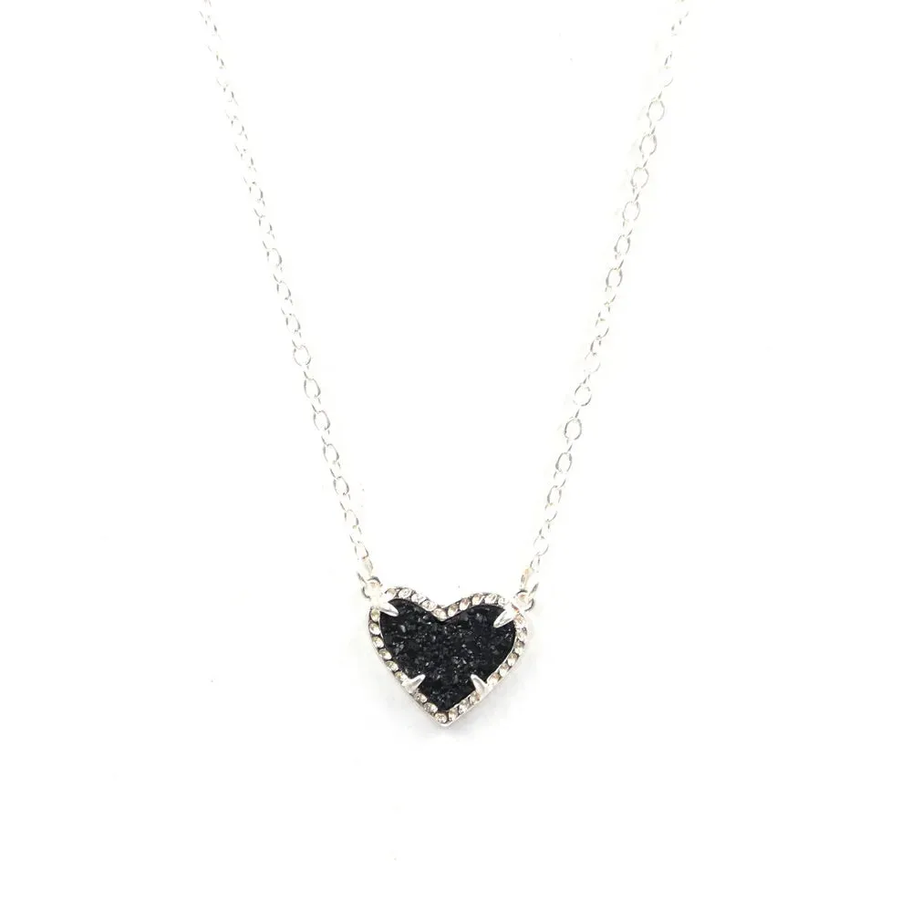 Gift Glitter Abalone Stone Small Heart Shaped 3D Resin Shell Mini Love Necklaces for Women Pendants