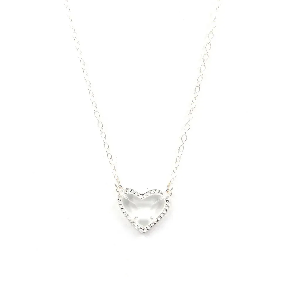 Gift Glitter Abalone Stone Small Heart Shaped 3D Resin Shell Mini Love Necklaces for Women Pendants